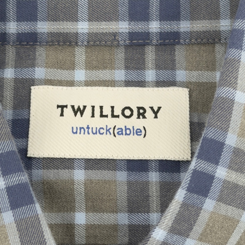 Twillory Mens Untuckable Tailored Fit Plaid Button Down Shirt Blue Grey Medium - Picture 4 of 7
